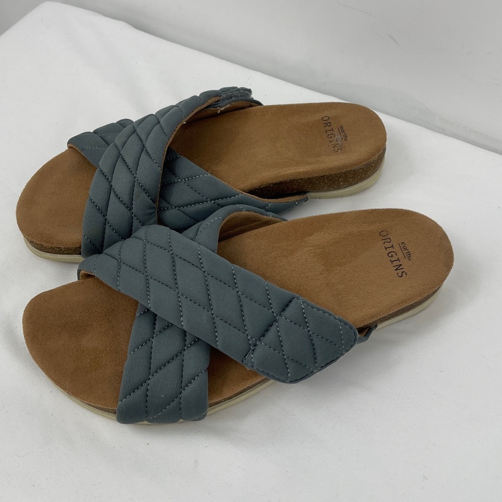 EARTH Origins Quilted Crisscross Slide Sandals in Slate Blue WOMENS SIZE 7.5 M - Picture 2 of 8